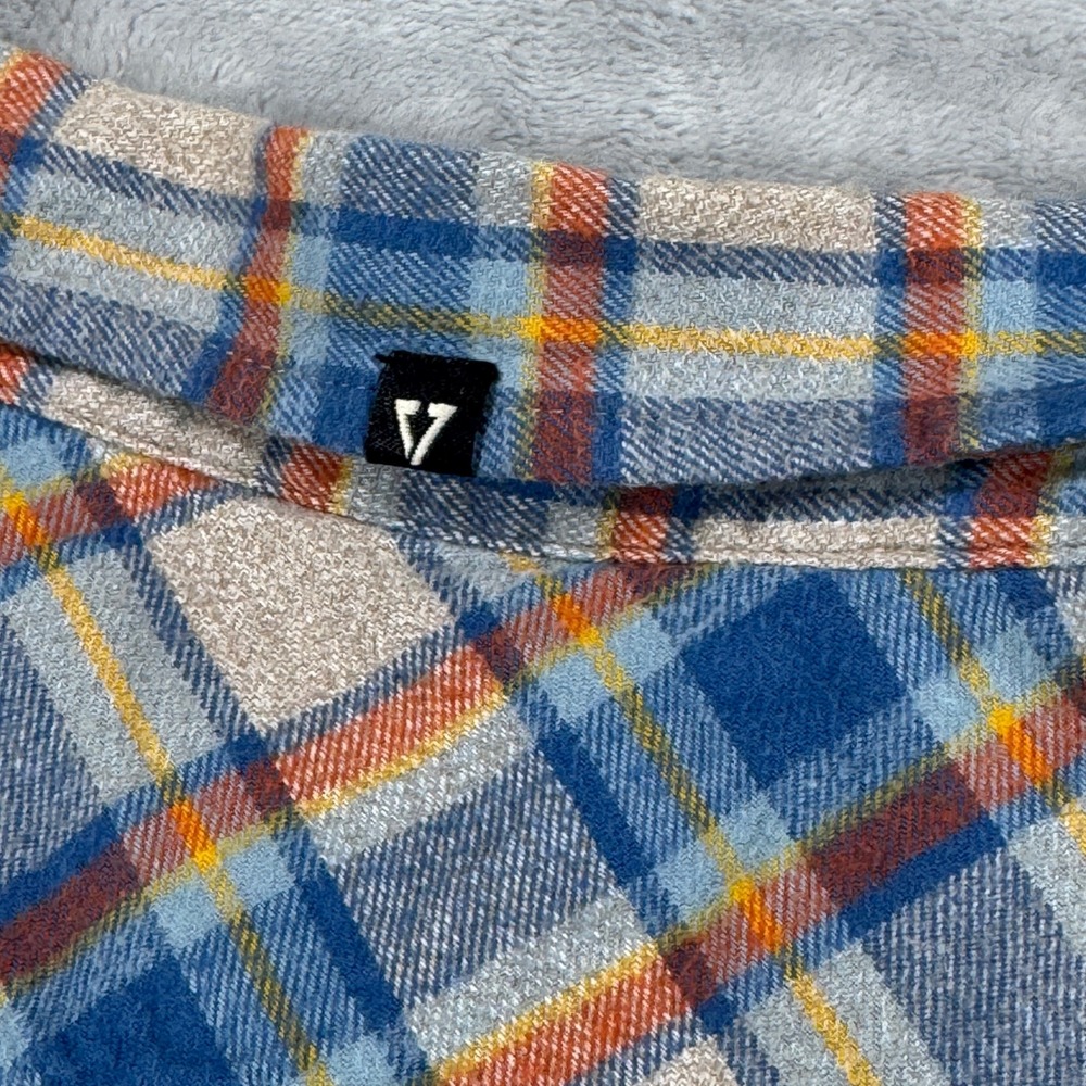VISSLA Central Coast ECO Flannel Shirt Mens XL Blue Orange Organic Cotton Plaid - Picture 13 of 13